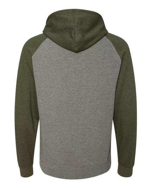Independent Trading Co IND40RP Raglan Hooded Sweatshirt - Gunmetal Heather Army Heather - HIT a Double
