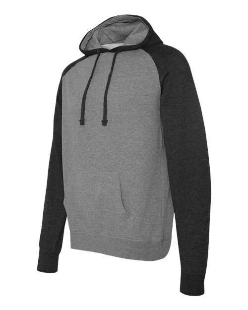 Independent Trading Co IND40RP Raglan Hooded Sweatshirt - Gunmetal Heather Charcoal Heather - HIT a Double