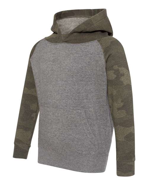 Independent Trading Co PRM10TSB Toddler Special Blend Raglan Hooded Sweatshirt - Nickel Heather Forest Camo - HIT a Double