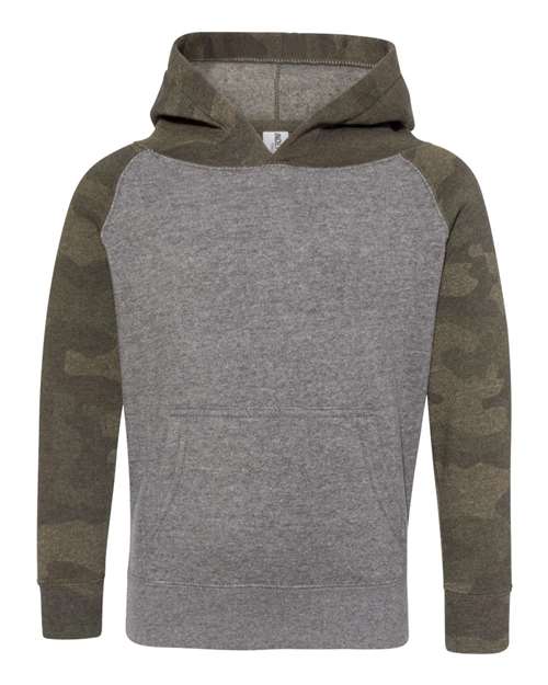 Independent Trading Co PRM10TSB Toddler Special Blend Raglan Hooded Sweatshirt - Nickel Heather Forest Camo - HIT a Double