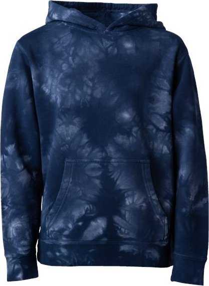 Independent Trading Co PRM1500TD Youth Midweight Tie-Dye Hooded Pullover - Tie Dye Navy&quot; - &quot;HIT a Double