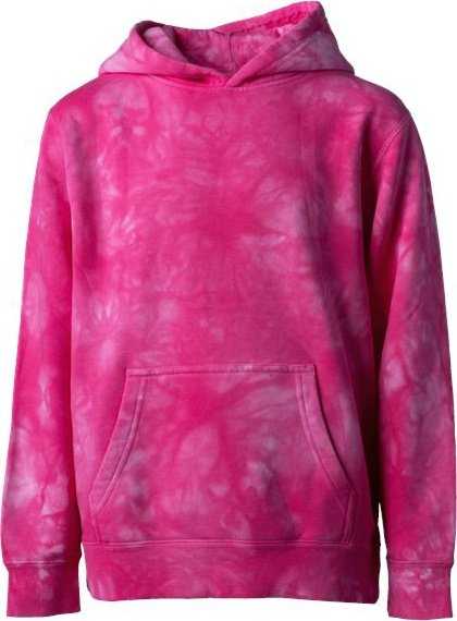 Independent Trading Co PRM1500TD Youth Midweight Tie-Dye Hooded Pullover - Tie Dye Pink&quot; - &quot;HIT a Double