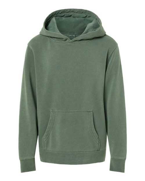 Independent Trading Co PRM1500Y Youth Midweight Pigment-Dyed Hooded Sweatshirt - Pigment Alpine Green - HIT a Double