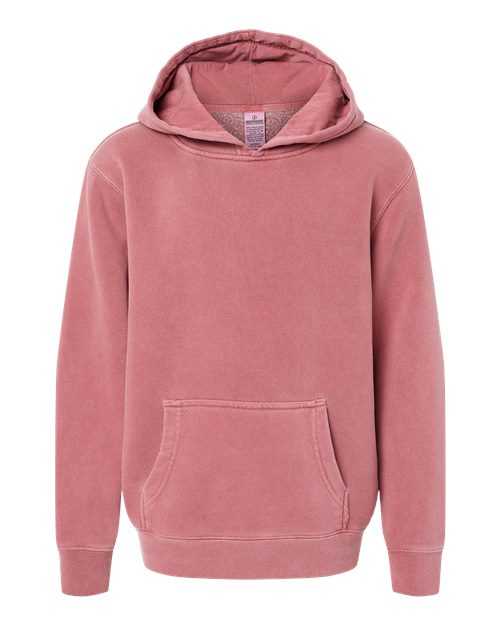Independent Trading Co PRM1500Y Youth Midweight Pigment-Dyed Hooded Sweatshirt - Pigment Maroon - HIT a Double