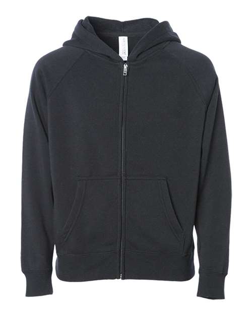 Independent Trading Co PRM15YSBZ Youth Lightweight Special Blend Raglan Zip Hood - Black - HIT a Double