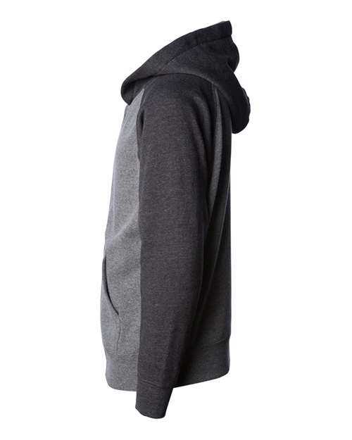 Independent Trading Co PRM15YSBZ Youth Lightweight Special Blend Raglan Zip Hood - Nickel Carbon - HIT a Double