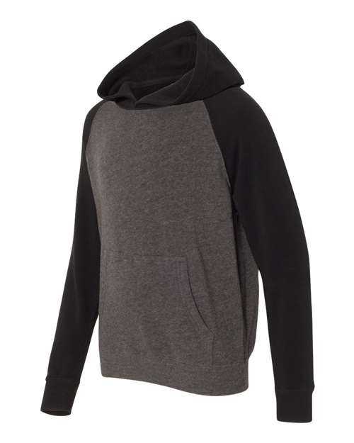 Independent Trading Co PRM15YSB Youth Special Blend Raglan Hooded Sweatshirt - Carbon Black - HIT a Double