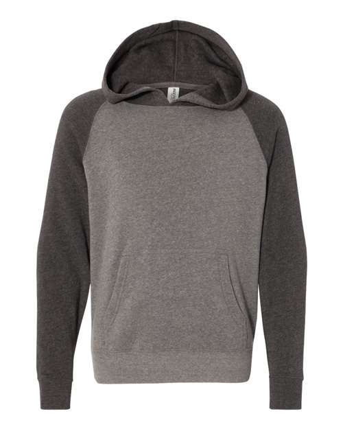 Independent Trading Co PRM15YSB Youth Special Blend Raglan Hooded Sweatshirt - Nickel Carbon - HIT a Double