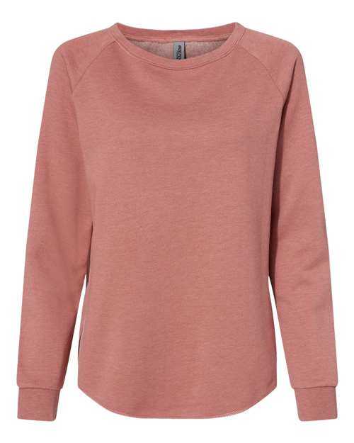 Independent Trading Co PRM2000 Women&#39;s California Wave Wash Crewneck Sweatshirt - Dusty Rose - HIT a Double