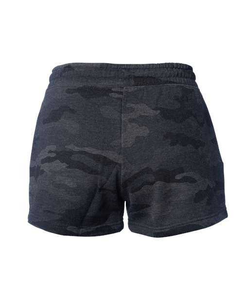 Independent Trading Co PRM20SRT Womens Lightweight California Wave Wash Sweatshorts - Black Camo Heather - HIT a Double - 2