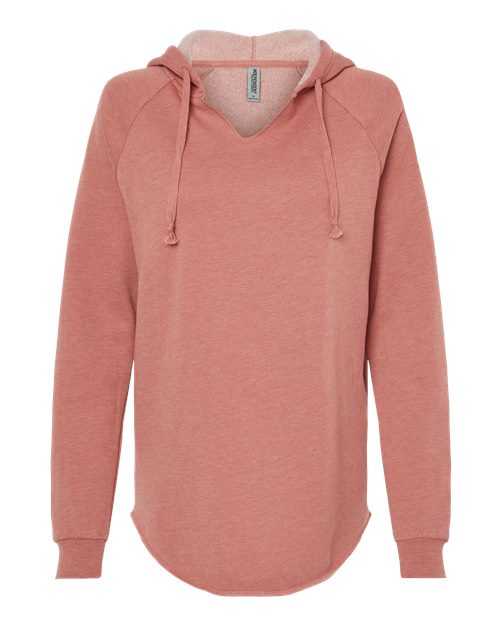 Independent Trading Co PRM2500 Womens Lightweight California Wave Wash Hooded Sweatshirt - Dusty Rose - HIT a Double