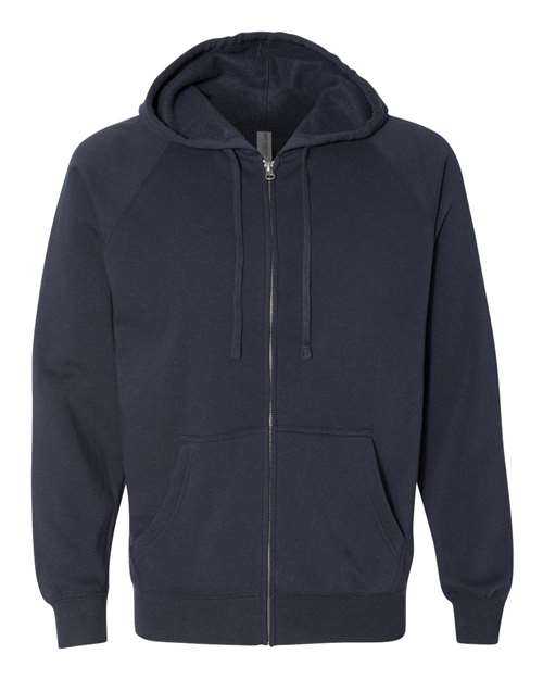 Independent Trading Co PRM33SBZ Unisex Special Blend Raglan Full-Zip Hooded Sweatshirt - Classic Navy - HIT a Double