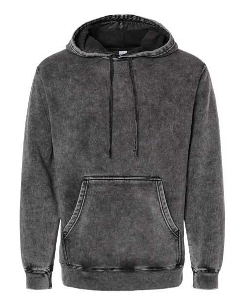 Independent Trading Co PRM4500MW Unisex Midweight Mineral Wash Hooded Sweatshirt - Black - HIT a Double