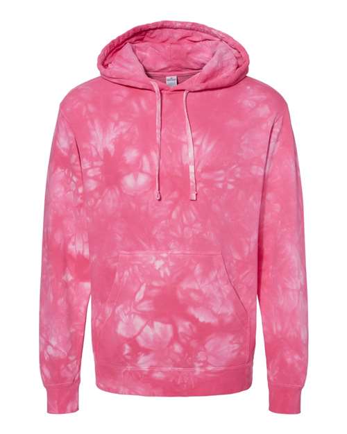 Independent Trading Co PRM4500TD Unisex Midweight Tie-Dyed Hooded Sweatshirt - Tie Dye Pink - HIT a Double