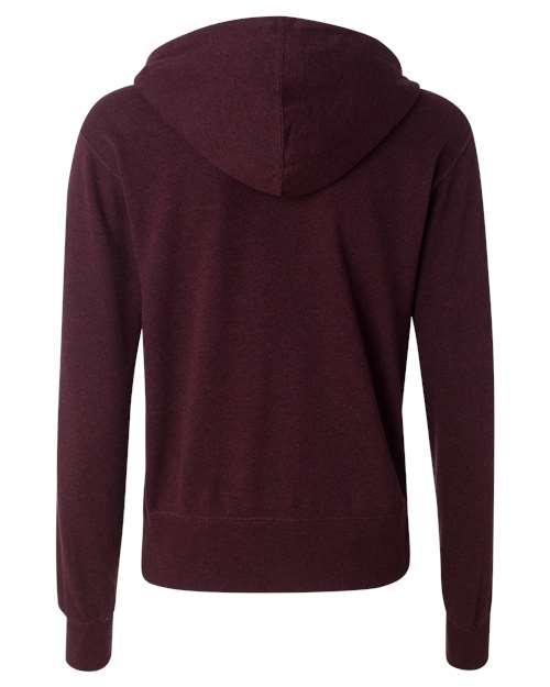 Independent Trading Co PRM90HTZ Unisex Heathered French Terry Full-Zip Hooded Sweatshirt - Burgundy Heather - HIT a Double