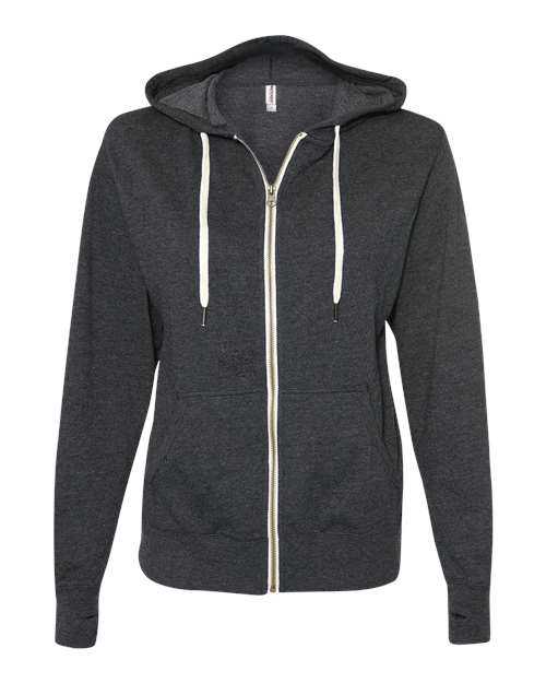 Independent Trading Co PRM90HTZ Unisex Heathered French Terry Full-Zip Hooded Sweatshirt - Charcoal Heather - HIT a Double