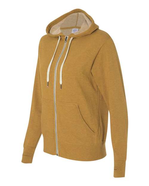 Independent Trading Co PRM90HTZ Unisex Heathered French Terry Full-Zip Hooded Sweatshirt - Golden Wheat Heather - HIT a Double