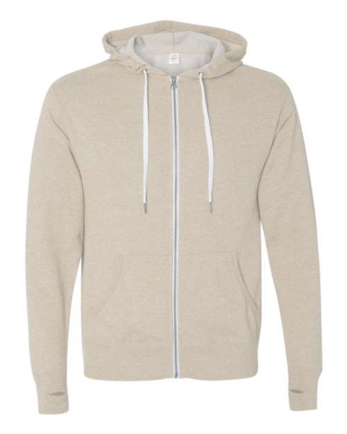 Independent Trading Co PRM90HTZ Unisex Heathered French Terry Full-Zip Hooded Sweatshirt - Oatmeal Heather - HIT a Double