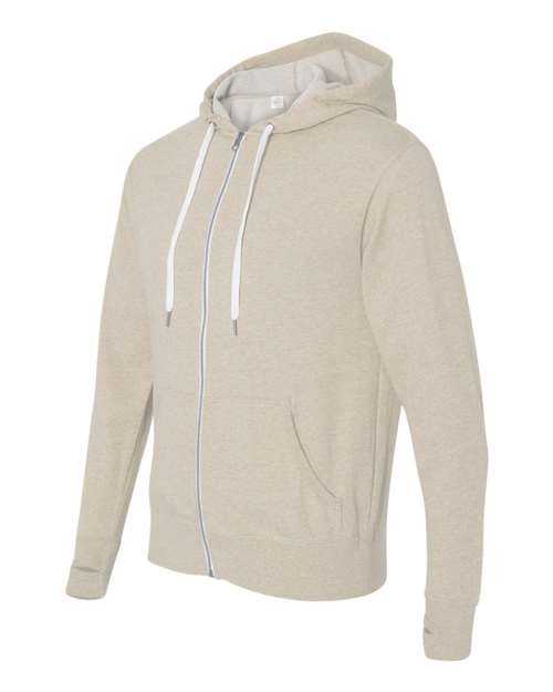 Independent Trading Co PRM90HTZ Unisex Heathered French Terry Full-Zip Hooded Sweatshirt - Oatmeal Heather - HIT a Double
