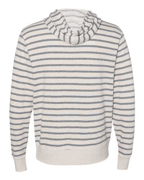 Independent Trading Co PRM90HTZ Unisex Heathered French Terry Full-Zip Hooded Sweatshirt - Oatmeal Heather Salt & Pepper Stripe - HIT a Double