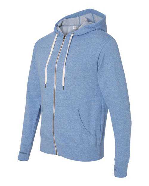 Independent Trading Co PRM90HTZ Unisex Heathered French Terry Full-Zip Hooded Sweatshirt - Sky Heather - HIT a Double