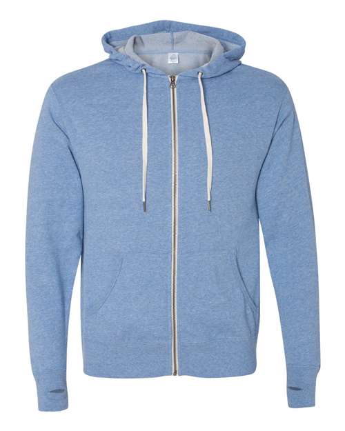 Independent Trading Co PRM90HTZ Unisex Heathered French Terry Full-Zip Hooded Sweatshirt - Sky Heather - HIT a Double