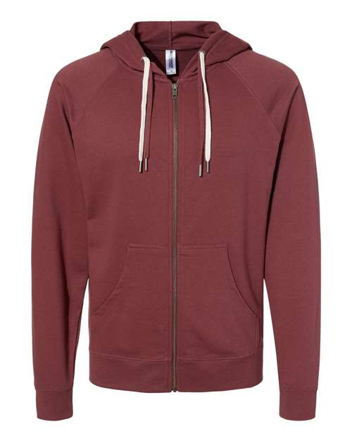Independent Trading Co SS1000Z Icon Unisex Lightweight Loopback Terry Full-Zip Hooded Sweatshirt - Port - HIT a Double
