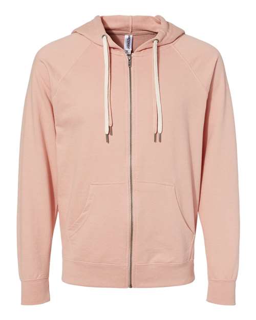 Independent Trading Co SS1000Z Icon Unisex Lightweight Loopback Terry Full-Zip Hooded Sweatshirt - Rose - HIT a Double