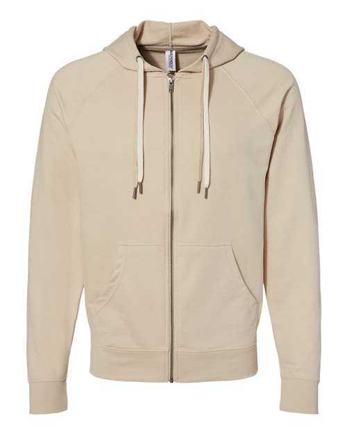 Independent Trading Co SS1000Z Icon Unisex Lightweight Loopback Terry Full-Zip Hooded Sweatshirt - Sand - HIT a Double