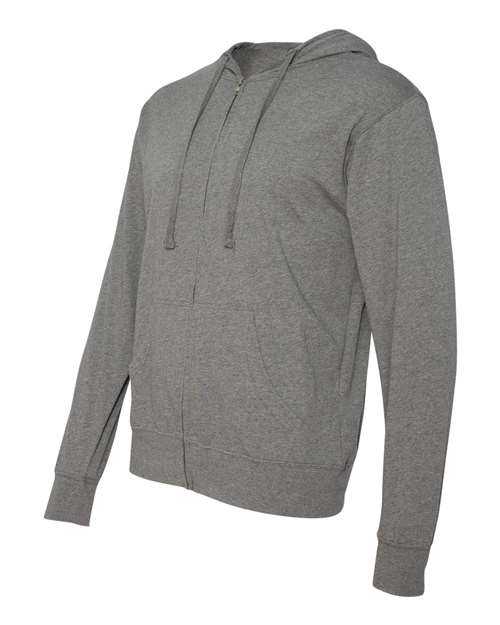 Independent Trading Co SS150JZ Lightweight Jersey Full-Zip Hooded T-Shirt - Gunmetal Heather - HIT a Double