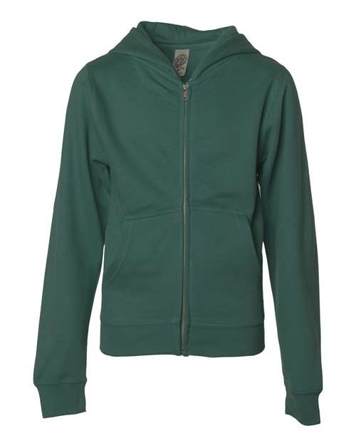 Independent Trading Co SS4001YZ Youth Midweight Full-Zip Hooded Sweatshirt - Alpine Green - HIT a Double