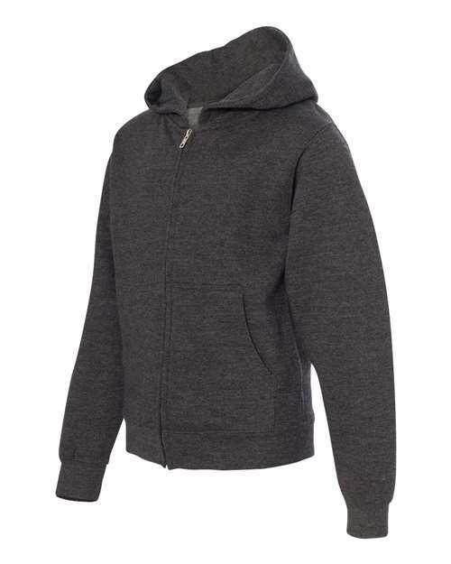 Independent Trading Co SS4001YZ Youth Midweight Full-Zip Hooded Sweatshirt - Charcoal Heather - HIT a Double
