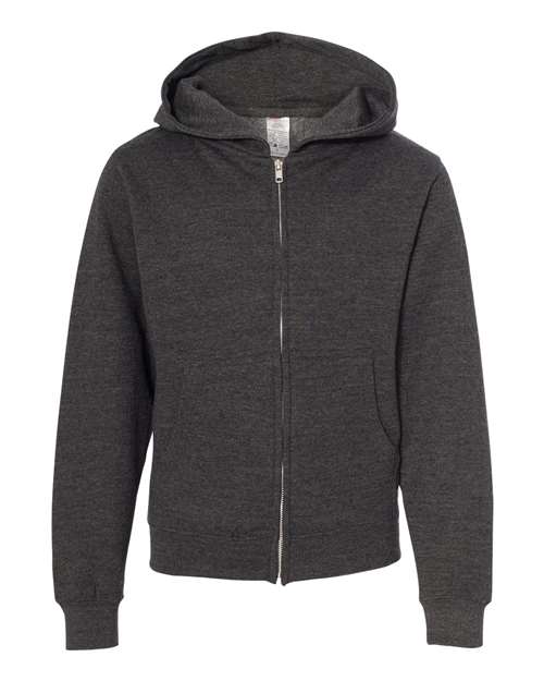 Independent Trading Co SS4001YZ Youth Midweight Full-Zip Hooded Sweatshirt - Charcoal Heather - HIT a Double