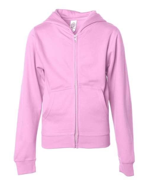 Independent Trading Co SS4001YZ Youth Midweight Full-Zip Hooded Sweatshirt - Light Pink - HIT a Double