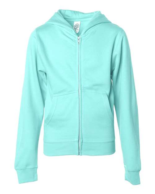 Independent Trading Co SS4001YZ Youth Midweight Full-Zip Hooded Sweatshirt - Mint - HIT a Double