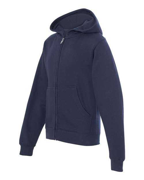 Independent Trading Co SS4001YZ Youth Midweight Full-Zip Hooded Sweatshirt - Navy - HIT a Double