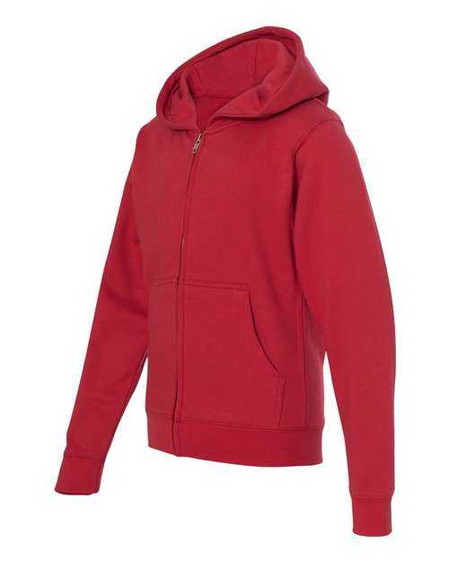 Independent Trading Co SS4001YZ Youth Midweight Full-Zip Hooded Sweatshirt - Red - HIT a Double
