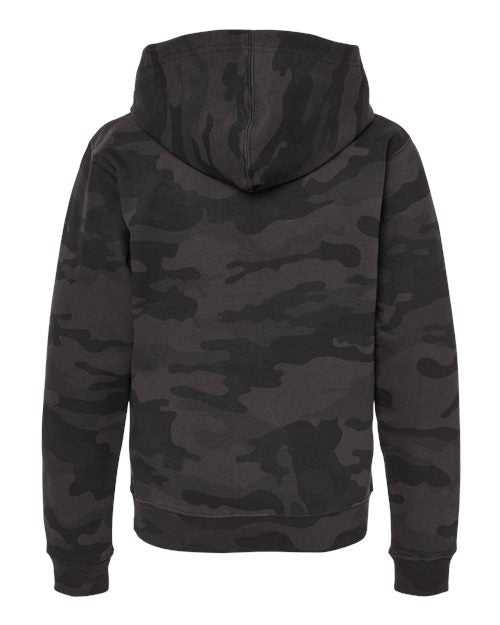 Independent Trading Co SS4001Y Youth Midweight Hooded Sweatshirt - Black Camo - HIT a Double