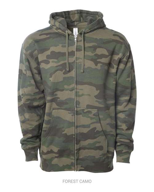 Independent Trading Co SS4500Z Midweight Full-Zip Hooded Sweatshirt - Forest Camo - HIT a Double