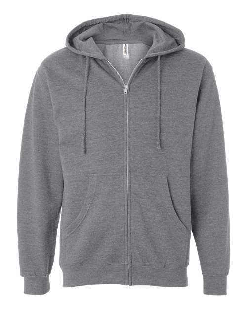 Independent Trading Co SS4500Z Midweight Full-Zip Hooded Sweatshirt - Gunmetal Heather - HIT a Double