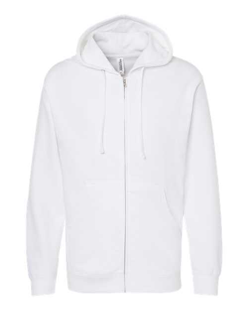 Independent Trading Co SS4500Z Midweight Full-Zip Hooded Sweatshirt - White - HIT a Double