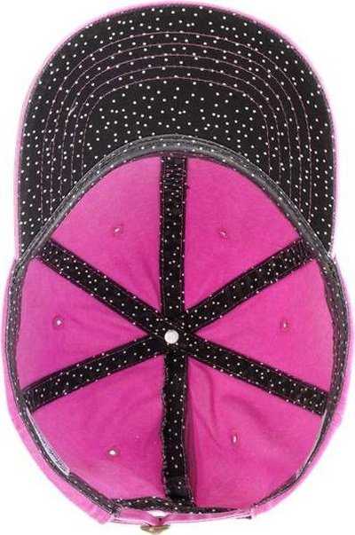 Infinity Her CASSIE Women's Pigment-Dyed Fashion Undervisor Cap - Rose/ Polka Dots - HIT a Double - 1
