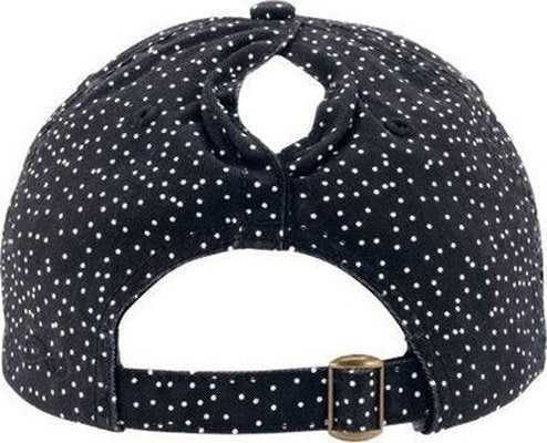 Infinity Her HATTIE Women&#39;s Garment-Washed Fashion Print Cap - Black/ White Polka Dots - HIT a Double - 3