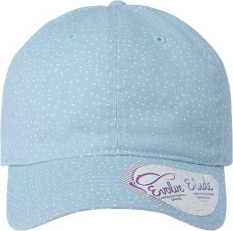 Infinity Her HATTIE Women's Garment-Washed Fashion Print Cap - Light Blue/ White Polka Dots - HIT a Double - 1