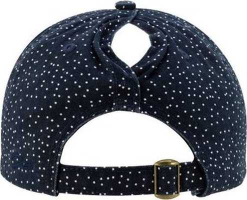 Infinity Her HATTIE Women&#39;s Garment-Washed Fashion Print Cap - Navy/ White Polka Dots - HIT a Double - 3