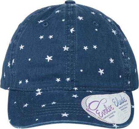 Infinity Her HATTIE Women&#39;s Garment-Washed Fashion Print Cap - Navy/ White Stars - HIT a Double - 1