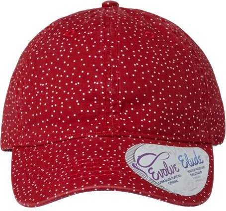 Infinity Her HATTIE Women&#39;s Garment-Washed Fashion Print Cap - Red/ White Polka Dots - HIT a Double - 1
