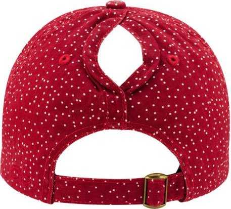 Infinity Her HATTIE Women&#39;s Garment-Washed Fashion Print Cap - Red/ White Polka Dots - HIT a Double - 3