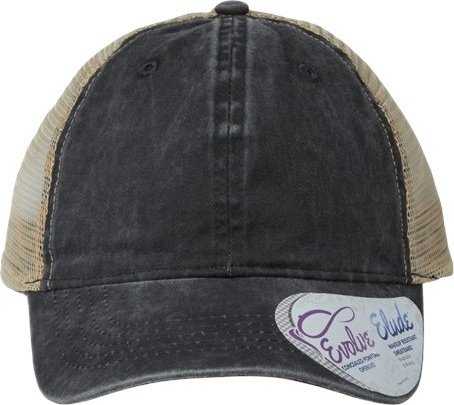 Infinity Her TESS Women&#39;s Washed Mesh Back Cap - Black/ Leopard - HIT a Double - 1