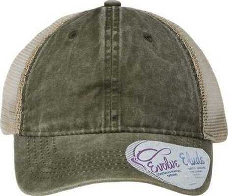 Infinity Her TESS Women&#39;s Washed Mesh Back Cap - Olive/ Camo - HIT a Double - 1